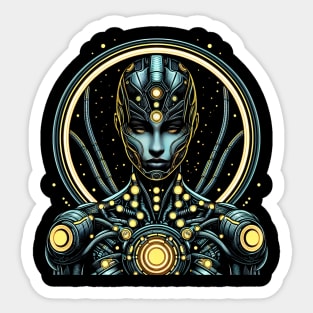 Cyber lady steampunk artwork Sticker